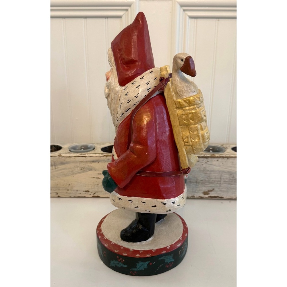Vintage House of Hatten Santa Claus Holding Bear Goose In Basket 15" Folk Art - Picture 2 of 8